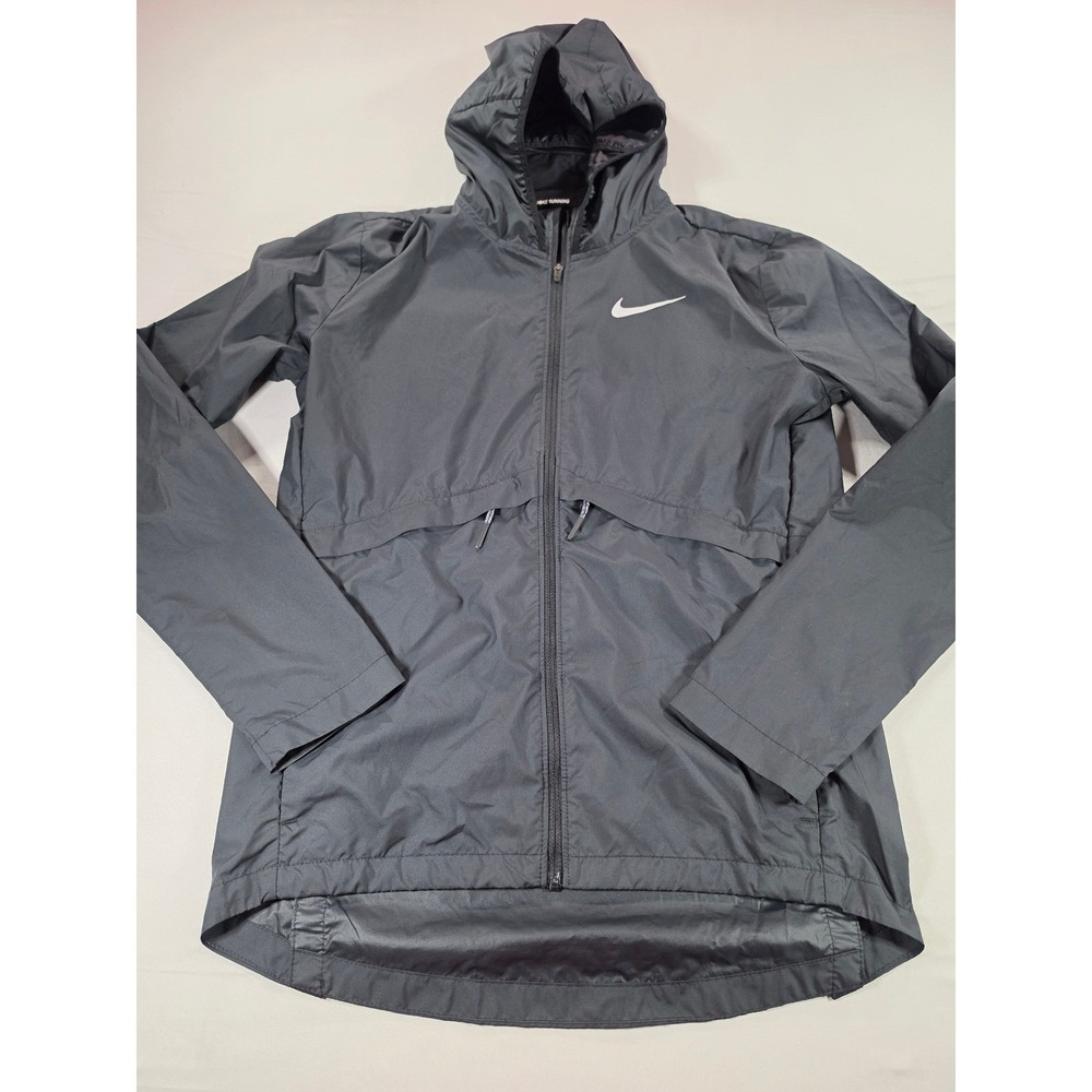 Nike Running Essential Hooded Jacket Dark Gray Windbreaker Womens XS 1523
